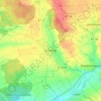 Eichfeld地形图、海拔、地势