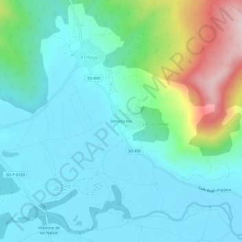 Derroñadas地形图、海拔、地势