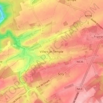 Villers-le-Temple地形图、海拔、地势