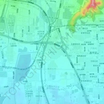北郝庄村地形图、海拔、地势