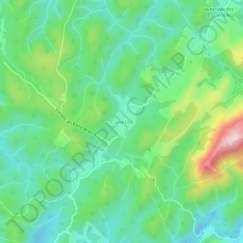 Canelão地形图、海拔、地势