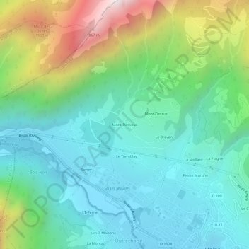 Mont-Dessous地形图、海拔、地势
