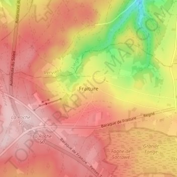 Fraiture地形图、海拔、地势