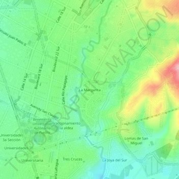 La Margarita地形图、海拔、地势