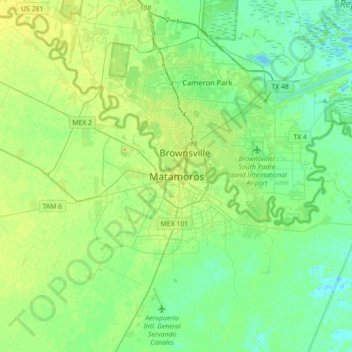 Matamoros地形图、海拔、地势