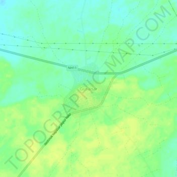 Gusaisar地形图、海拔、地势