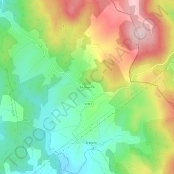 La Rouzeire地形图、海拔、地势