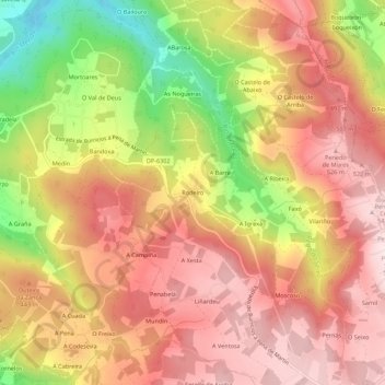 Rodeiro地形图、海拔、地势