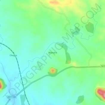 Bhandro地形图、海拔、地势