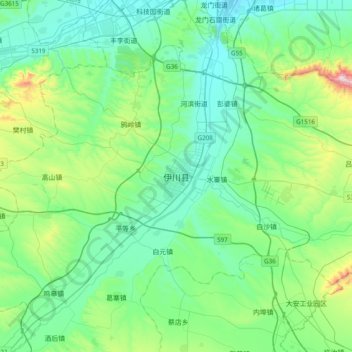 伊川县地形图、海拔、地势