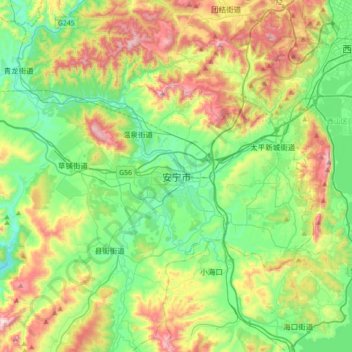 安宁市地形图、海拔、地势
