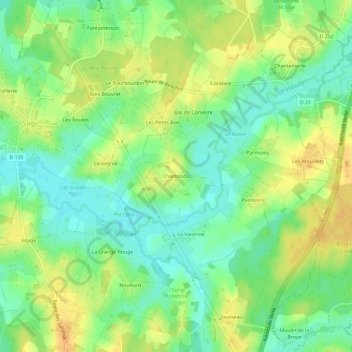Chartondu地形图、海拔、地势