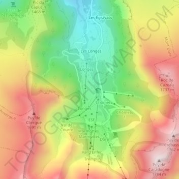 Plan des Longes地形图、海拔、地势