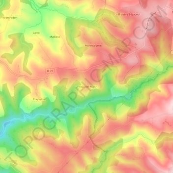 Le Mas del Puech地形图、海拔、地势