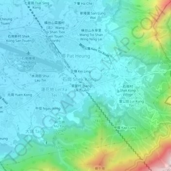 謝屋村地形图、海拔、地势