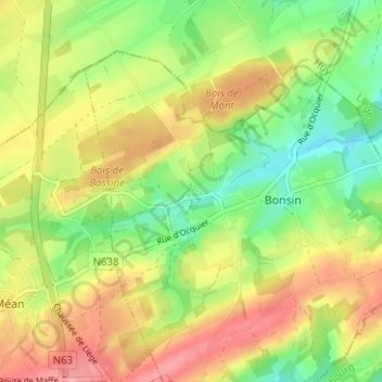 Chardeneux地形图、海拔、地势