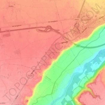 Bricco de Faule地形图、海拔、地势