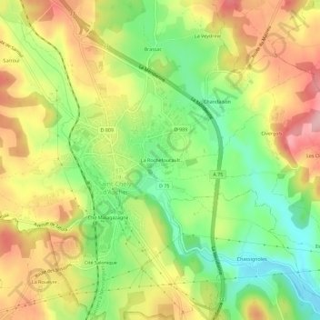 La Rochefoucault地形图、海拔、地势