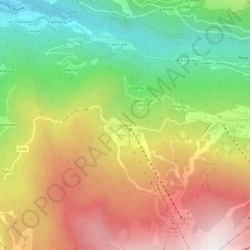 La Tania地形图、海拔、地势