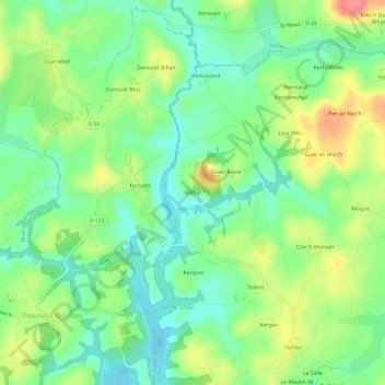 Kerfur地形图、海拔、地势