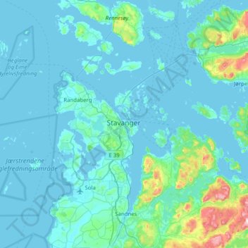 Stavanger地形图、海拔、地势