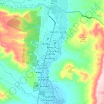 Junín de los Andes地形图、海拔、地势