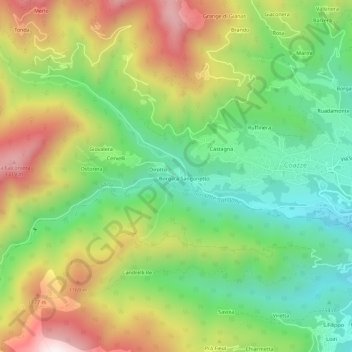 Dirotto-Sangonetto地形图、海拔、地势