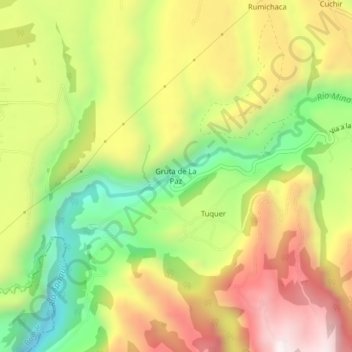 Gruta de La Paz地形图、海拔、地势