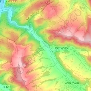 Obere Horbachsmühle地形图、海拔、地势