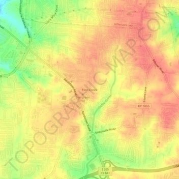 Fern Creek地形图、海拔、地势