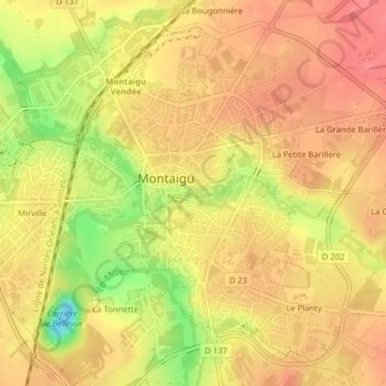 Le Rocher地形图、海拔、地势