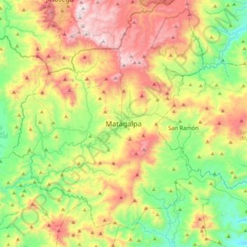 Matagalpa地形图、海拔、地势