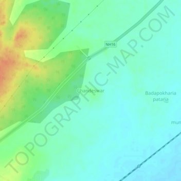 Chandeswar地形图、海拔、地势