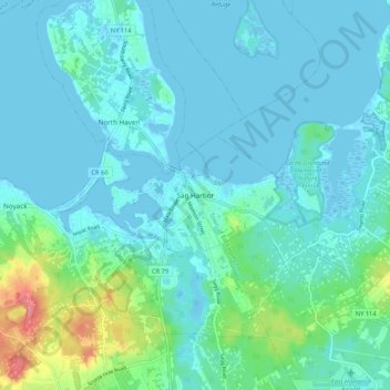 Sag Harbor地形图、海拔、地势
