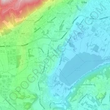 Carcano地形图、海拔、地势