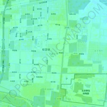 南各庄村地形图、海拔、地势