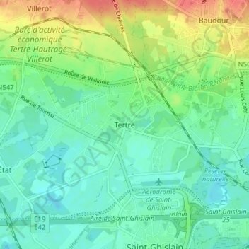 Tertre地形图、海拔、地势