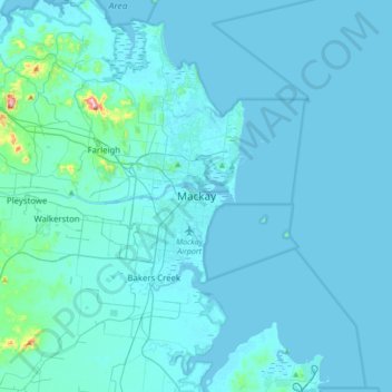 麦凯地形图、海拔、地势