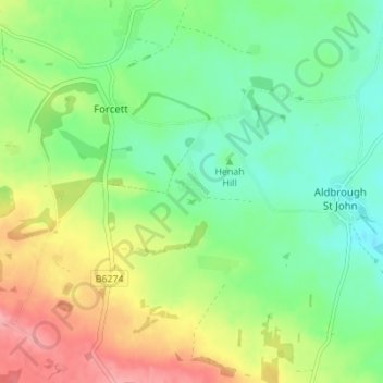 Stanwick St John地形图、海拔、地势