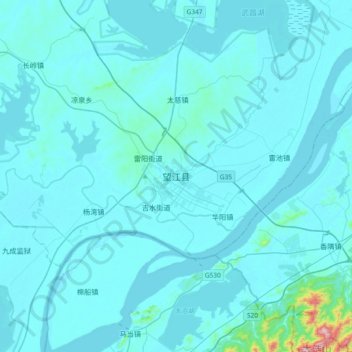 望江县地形图、海拔、地势