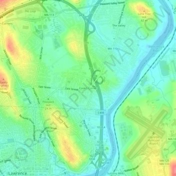 Cook's Corner地形图、海拔、地势