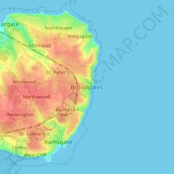 Broadstairs地形图、海拔、地势