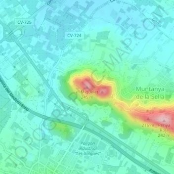 el Miquelet地形图、海拔、地势