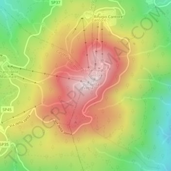 Monte Amiata地形图、海拔、地势