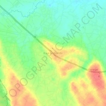 Kwa Matumbi地形图、海拔、地势