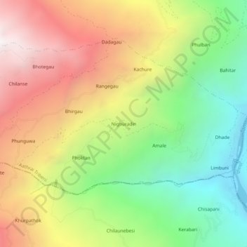 Nighuradin地形图、海拔、地势