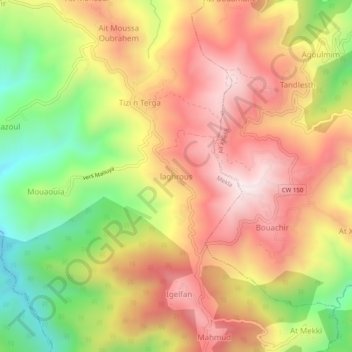 Laghrous地形图、海拔、地势