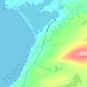 Point La Haye地形图、海拔、地势