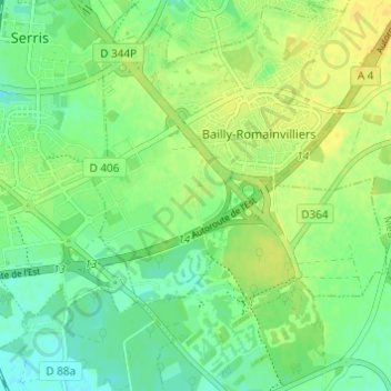 Bailly地形图、海拔、地势