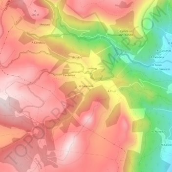 A Capelada地形图、海拔、地势